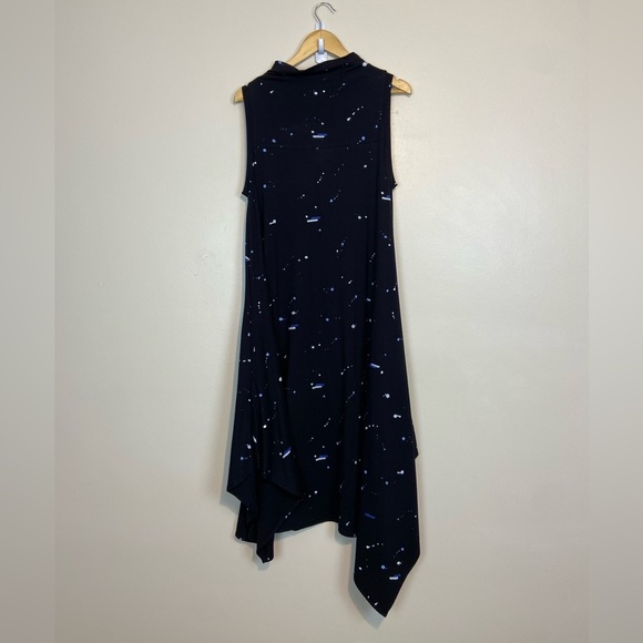 Snapdragon & Twig Sleeveless Handkerchief Hem Midi Dress Black Galaxy Print - Picture 6 of 7